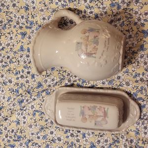 Precious moments pitcher and butter dish